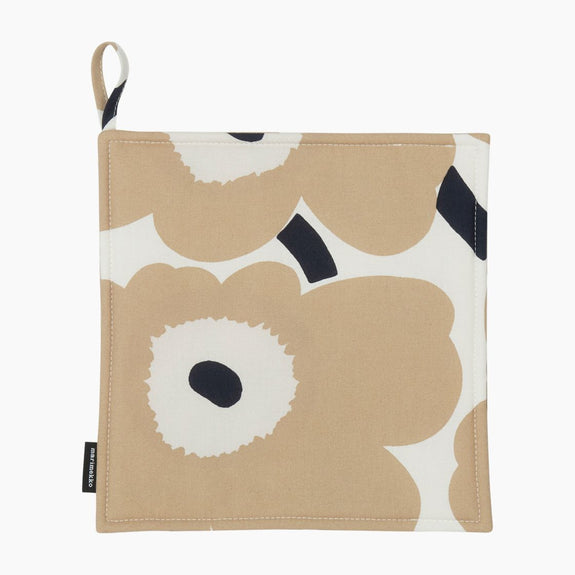 Pieni Unikko pot holder (beige, dark blue, off-white)