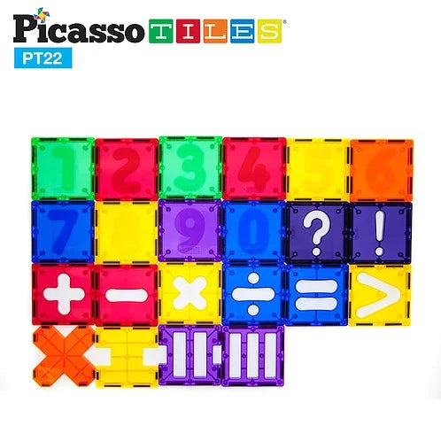 Numerical Set Magnetic Tiles Building Blocks
