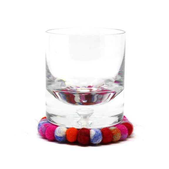 Felt Ball Coasters Set of 4 - Rainbow