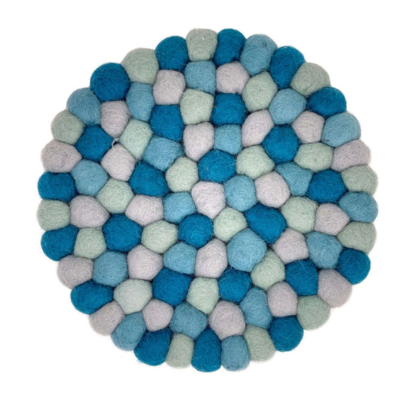 Felt Ball Trivet - Round - Ocean Sky