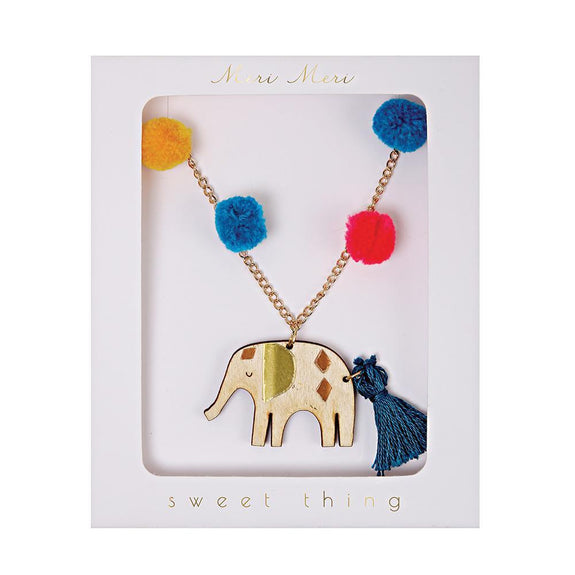 Pom Pom Elephant Necklace