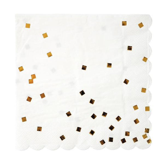 Gold Confetti Paper Napkins - Set of 16