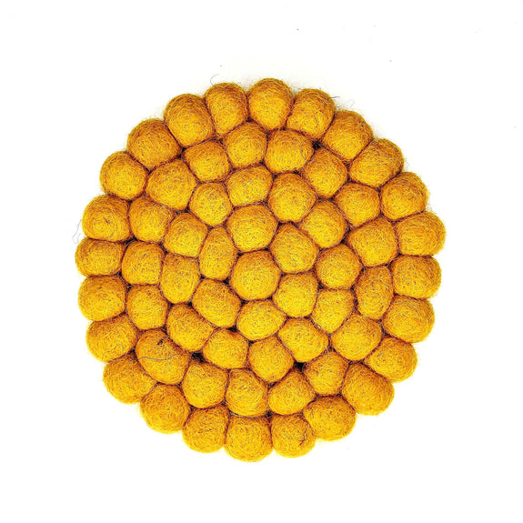 Felt Ball Coasters Set of 4 - Mustard