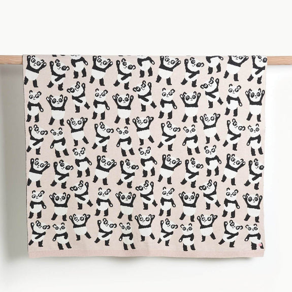 Jaquard Blanket - Panda - Pink