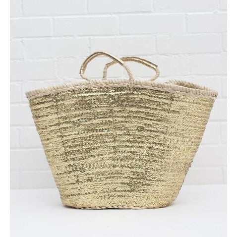 Gold Sequin Basket - Large