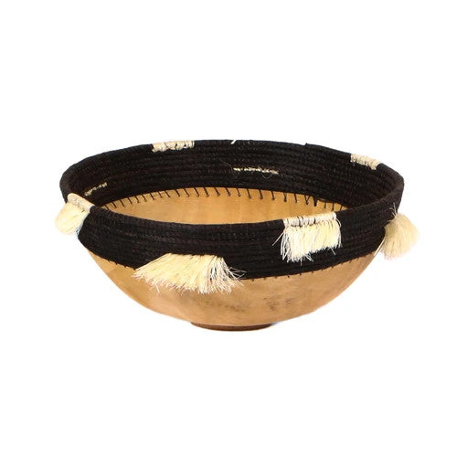 Wooden Bowl - Fringed Black