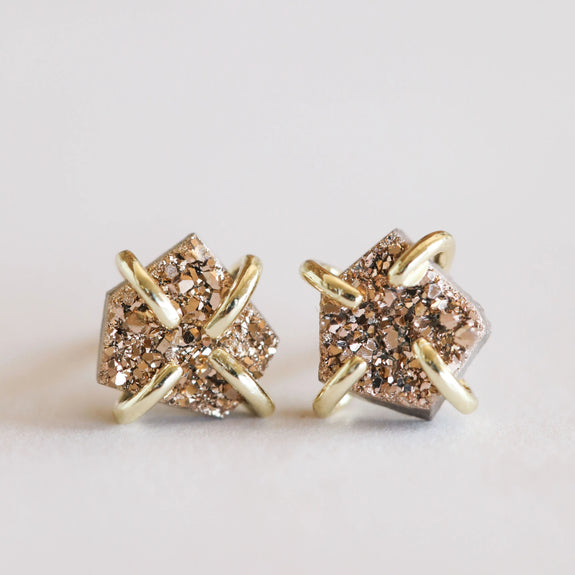 Druzy Prong Earring - Rose Gold