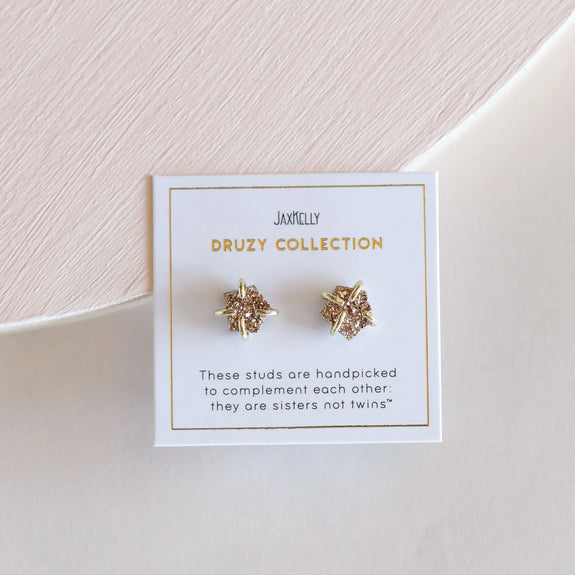 Druzy Prong Earring - Rose Gold