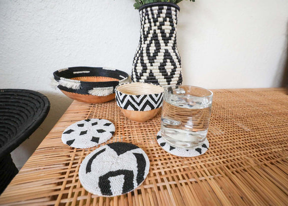 Wooden Bowl - Fringed Black