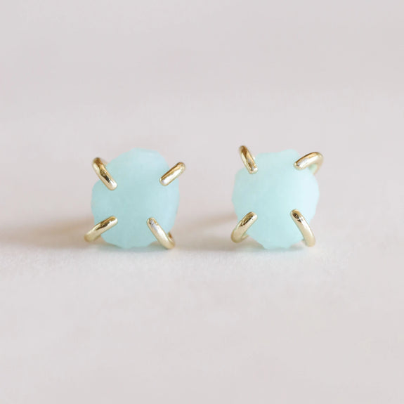 Amazonite Gem Prong Earrings