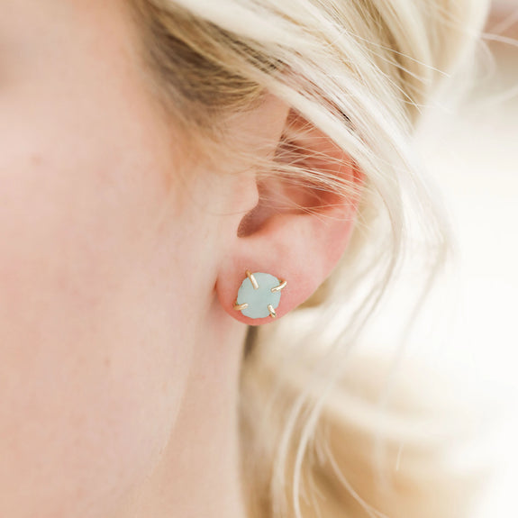 Amazonite Gem Prong Earrings