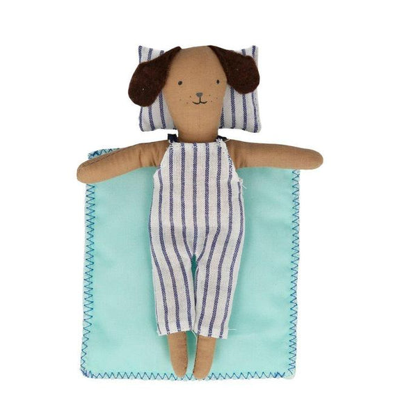 Stripy Puppy Suitcase Doll