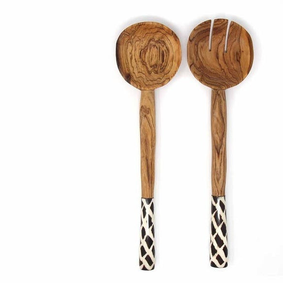Salad Server with Batik Bone Handle