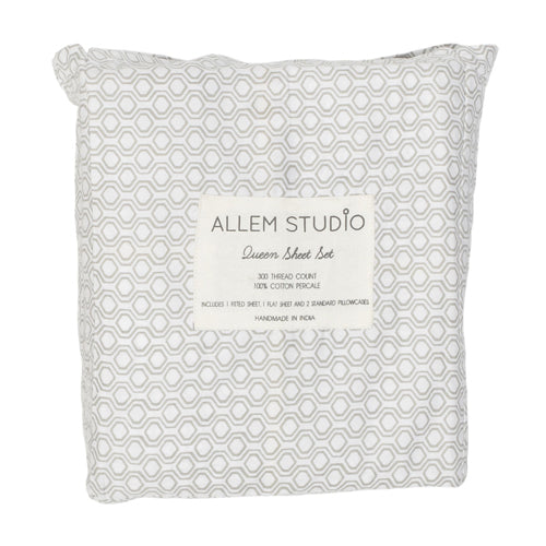 Honeycomb Gray Queen Sheet