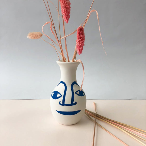 Vase - Face Blue
