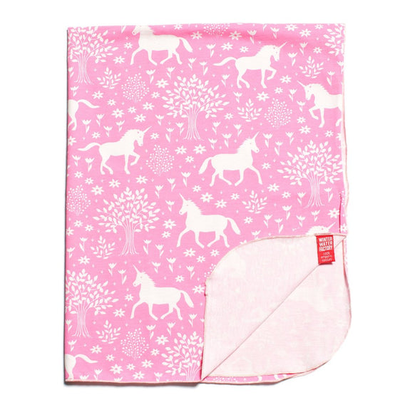 Lightweight Jersey Baby Blanket - Magical Forest Pink
