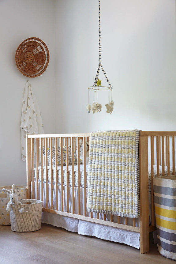 Quilted Nursery Blanket Grey/Sunshine