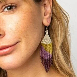 Lilac Ombre With Citron Fringe Earring