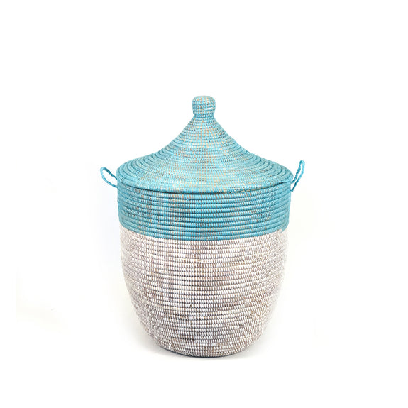 Two-Tone Basket - White/Turquoise - Medium