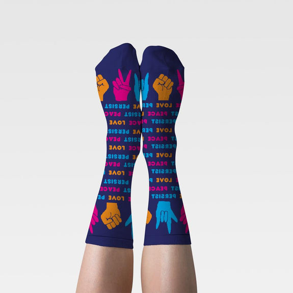 Women's Crew Socks Love Peace Persist