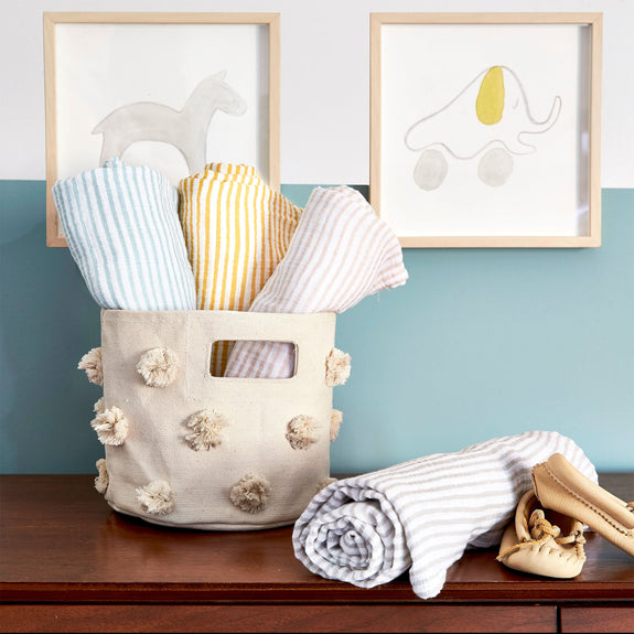 Stripes Away Swaddle Ink