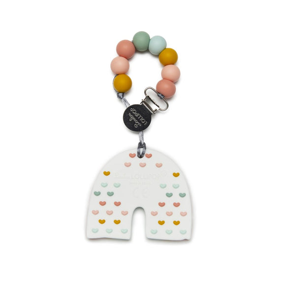 Silicone Teether Holder Set - Pastel Rainbow