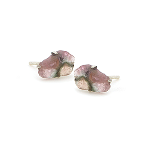 Raw Tourmaline Sterling Silver Stud Earrings