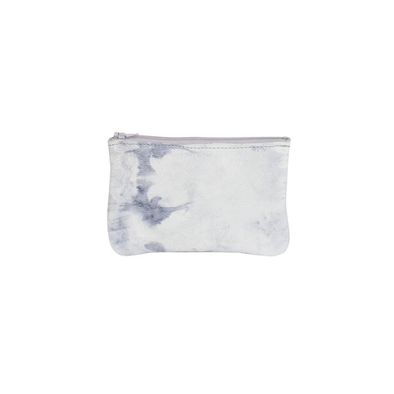 Flat Zip Pouch, Small (Tie Dye Grey)