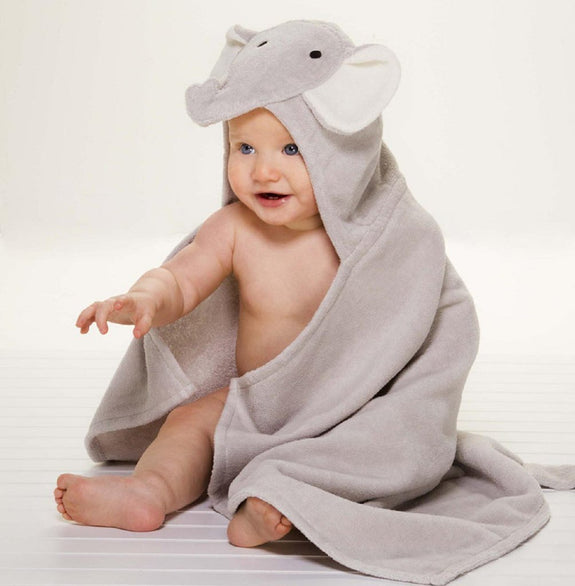 Grey Elepant Hooded Baby Bath Wrap