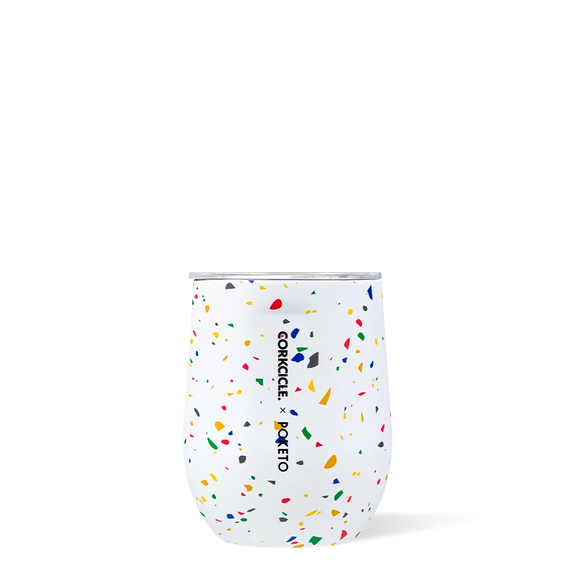 Poketo Stemless -12oz. - White Terrazzo