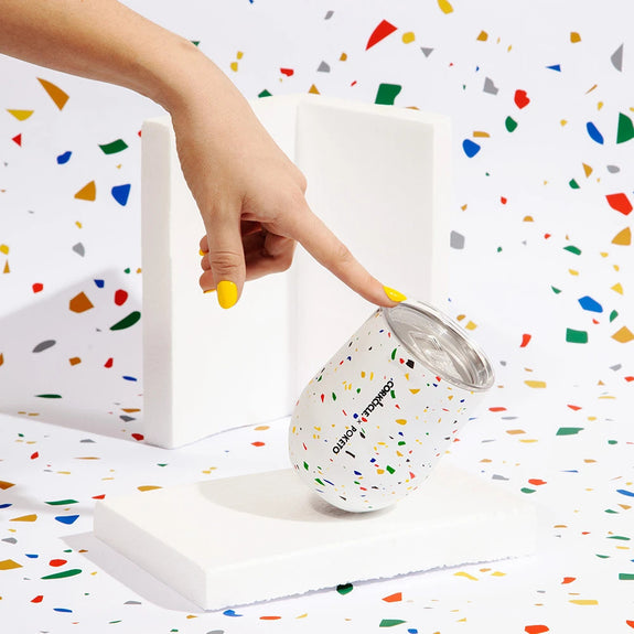 Poketo Stemless -12oz. - White Terrazzo
