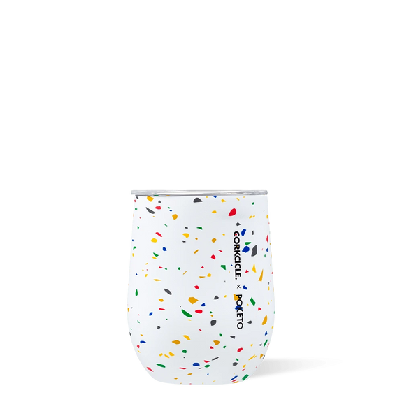 Poketo Stemless -12oz. - White Terrazzo