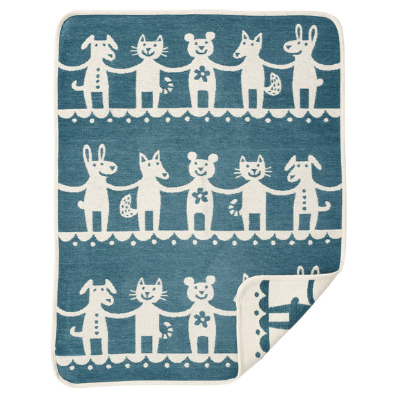 Klippan Dance Organic Cotton Chenille Baby Blanket, Dusk Blue