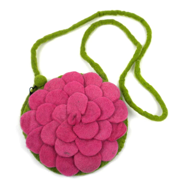 Felt Crossbody Bag - Pink Rose