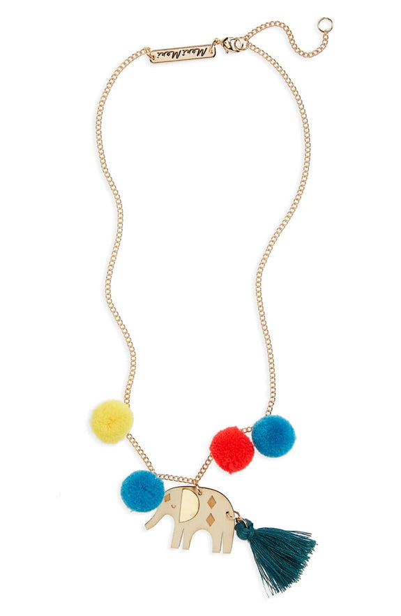 Pom Pom Elephant Necklace