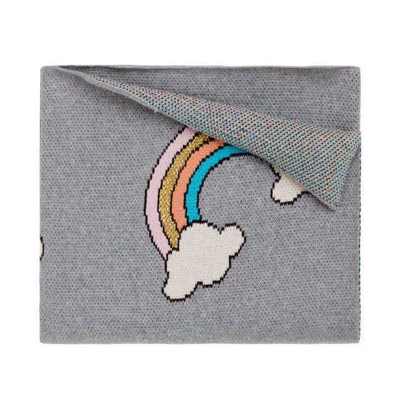Rainbow Organic Cotton Knit Baby Blanket