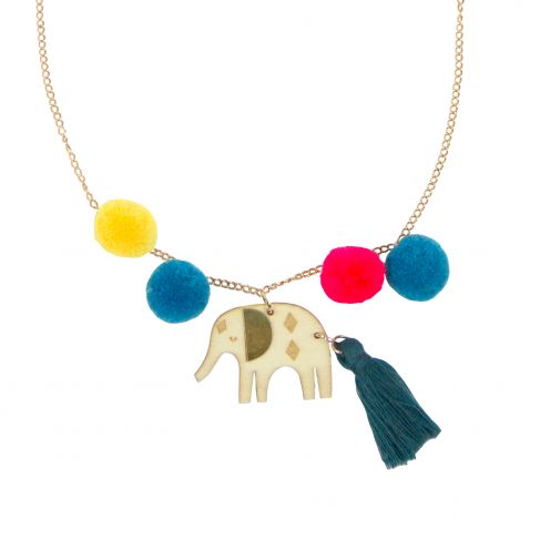 Pom Pom Elephant Necklace
