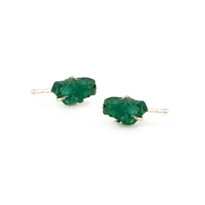 Raw Emerald Stud Earrings