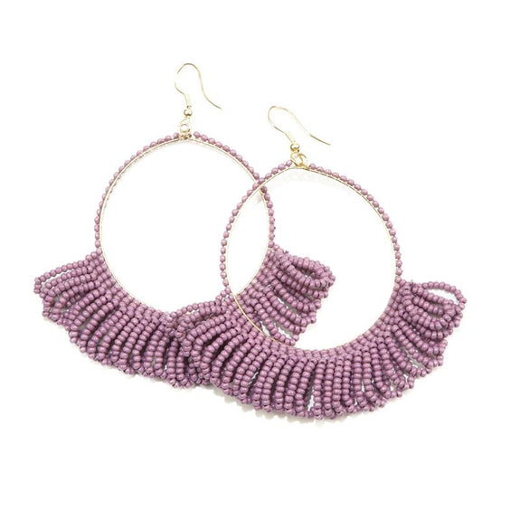 Fringe Hoop Earrings Lilac