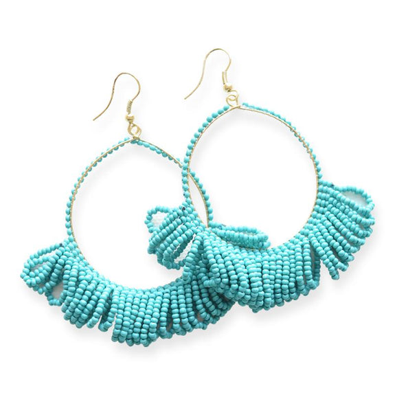 Fringe Hoop Earrings Turquoise