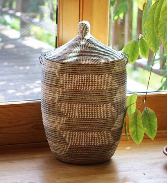 Herringbone Hamper - Medium - Silver/White