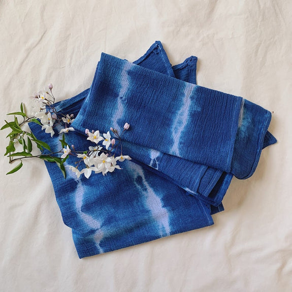 Hand Dyed Napkin Set of 4 - Shibori Stripes