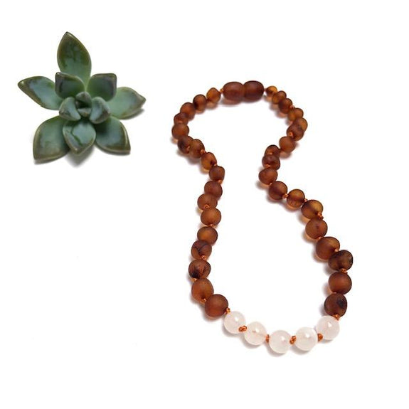 Kids: Raw Amber + Moonstone Necklace
