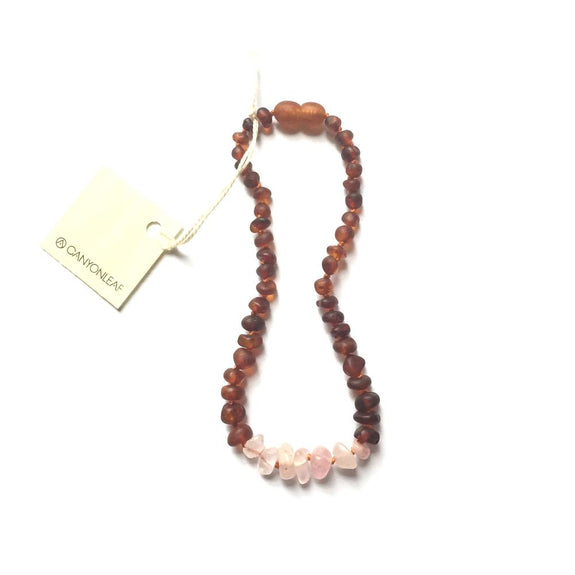 Kids: Raw Cognac Amber + Raw Rose Quartz