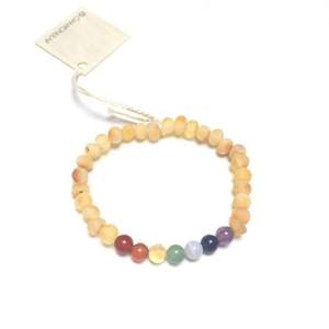 Kids: Raw Honey Amber + CHAKRA Crystals Necklace