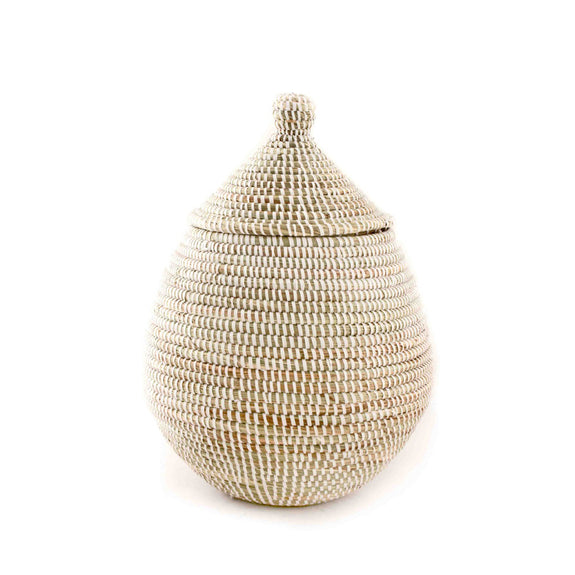 Lidded Gourd Basket (White)