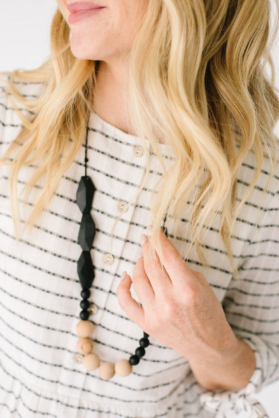 Wood & Silicone Necklace - Midnight Black
