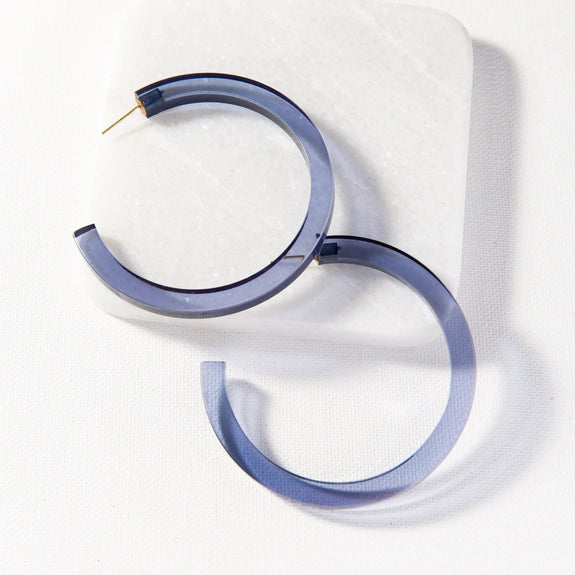 Lapis Lucite Hoop Earrings