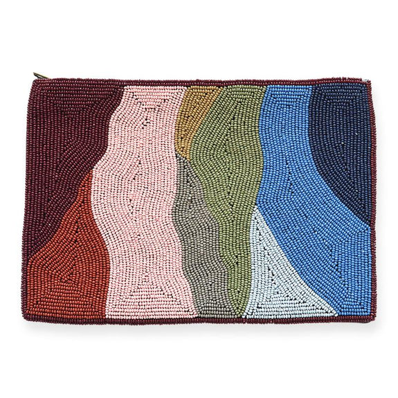 Organic Pattern Beaded Clutch Multi Color