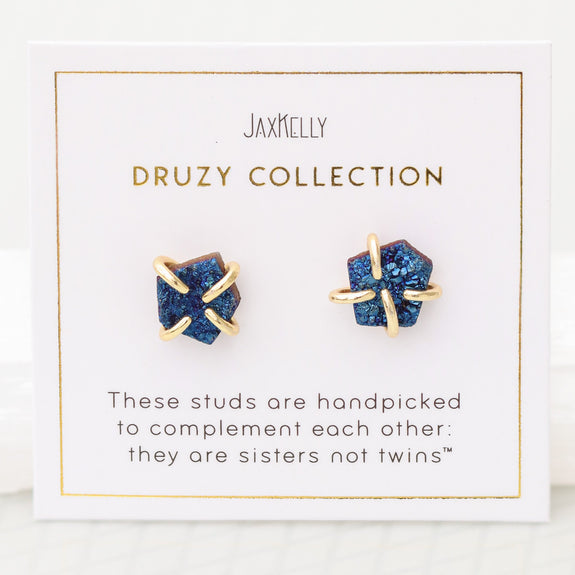 Peacock Druzy Prong Earrings